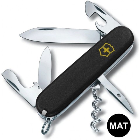 Ніж Victorinox Spartan Mat 91мм,12функ,чорн.мат,штоп,жовт.лого