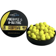 Бойлы Crazy Carp Premium Pop-Ups 8mm Pineapple & N-Butyric (80шт/уп)