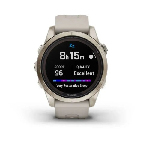 Смарт-годинник Garmin fenix 7S Pro Sapphire Solar Edition ніжно-золотистий зі світло-пісочним ремінцем