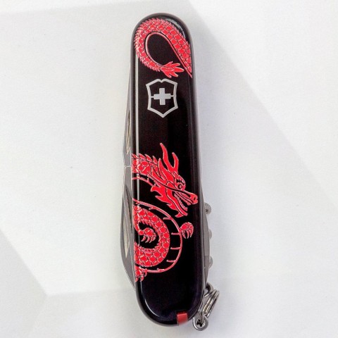 Ніж Victorinox Spartan Zodiac 91мм,12функ,чорн ,Червоний дракон