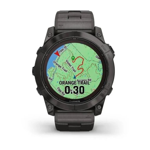 Смарт-годинник Garmin fenix 7X Pro Sapphire Solar Edition карбоново-сірий титановий DLC з титановим вентильованим браслетом