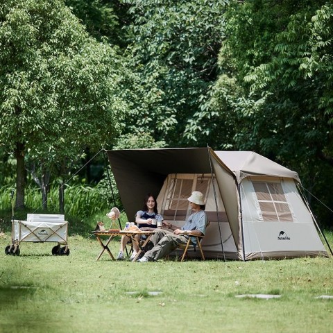 Намет з навісом Naturehike Village CNK2300ZP021, коричневий великий