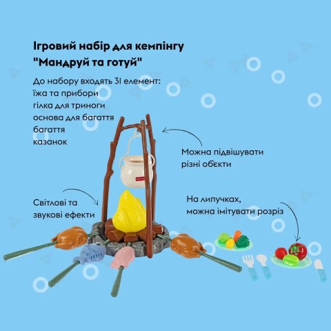 Ігровий набір OTAMANKO для кемпінгу «Мандруй та готуй» , 31 елемент