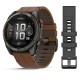 Смарт-годинник Garmin fenix 8 Pro AMOLED (51 мм) Sapphire карбоново-сірий DLC титан з каштановим шкіряним ремінцем