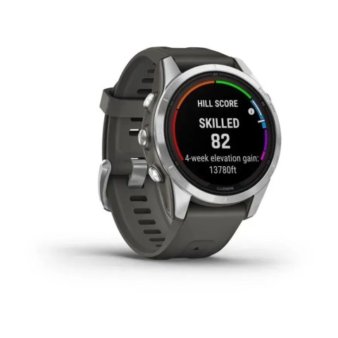 Смарт-часы Garmin fenix 7S Pro Solar Edition серебристые с ремешком графитового цвета