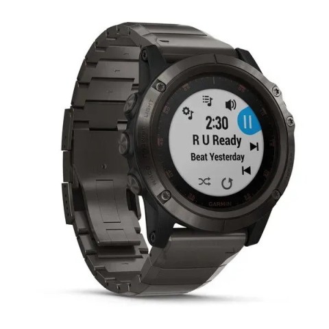 Смарт-часы Garmin fenix 5X Plus Sapphire серые титановые DLC с титановым ремешком