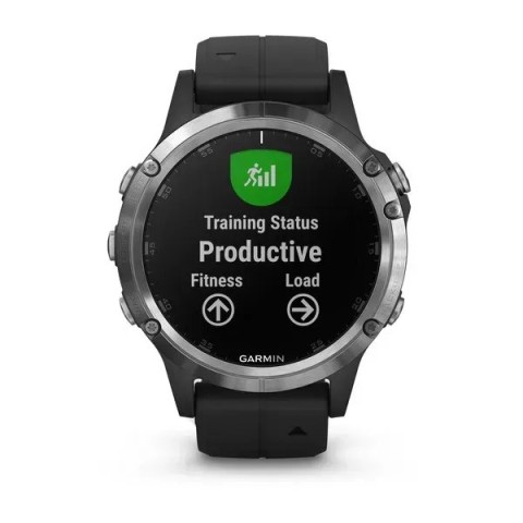 Смарт-часы Garmin fenix 5 Plus серебристые с черным ремешком