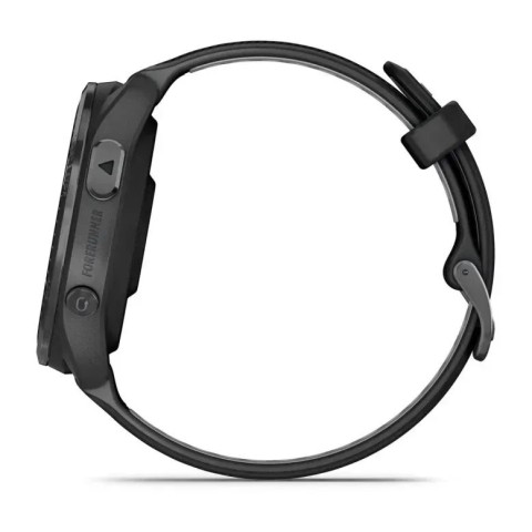 Смарт-часы Garmin Forerunner 965 с карбоново-серым титановым безелем, черным корпусом и черным/серым силиконовым ремешком