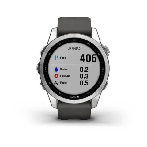 Смарт-часы Garmin fenix 7S серебристые с ремешком графитового цвета