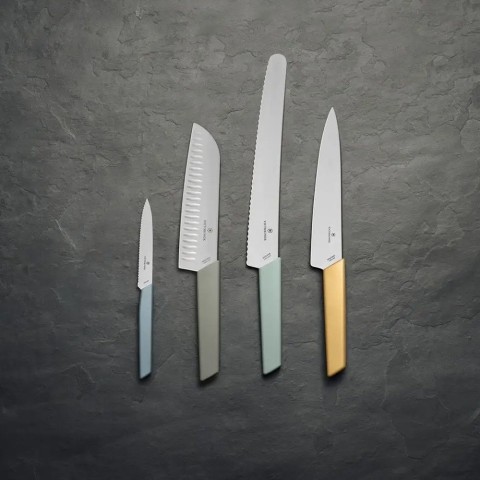 Кухонний ніж Victorinox Swiss Modern Paring лезо 10см хвил. з блакит. ручкою
