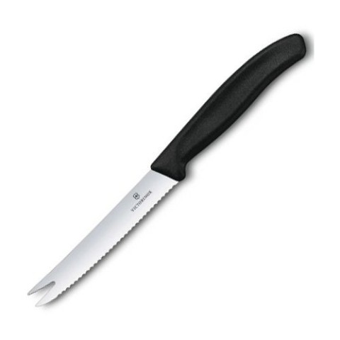 Кухонний ніж Victorinox SwissClassic Cheese&Sausage лезо 11см хвил. з чорн. ручкою
