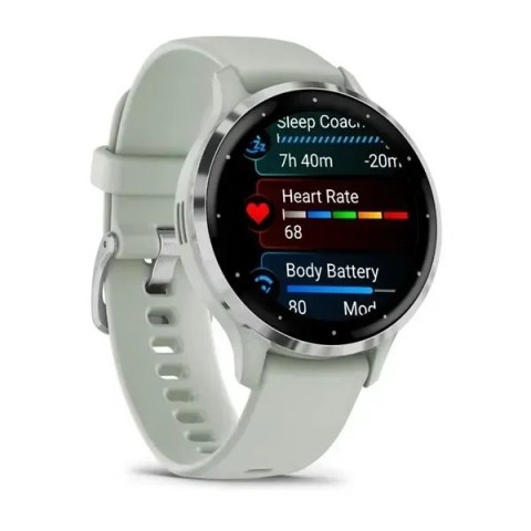 Смарт-годинник Garmin Venu 3s шавлієво-сірий зі сріблястим сталевим безелем і силіконовим ремінцем
