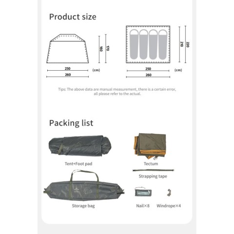 Намет чотиримісний Naturehike Cape Series 5.2 CNK2450WS037, сіро-коричневий