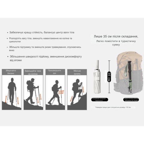Трекінгова палиця Naturehike CNK2450DS016, 130 см, сіра
