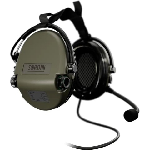 Навушники активні Sordin Supreme MIL CC з заднім тримачем. Зелений