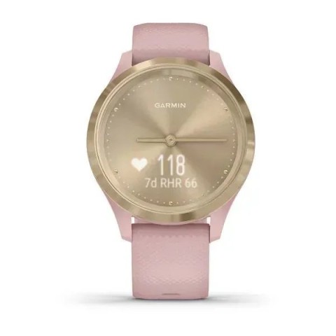 Смарт-годинник Garmin vivomove 3S зі світло-золотистим безелем та припилено-рожевим ремінцем