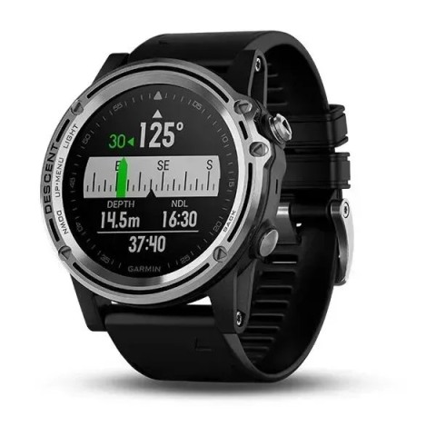 Смарт-часы Garmin Descent Mk1 серебристые с черным ремешком