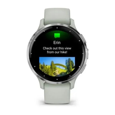 Смарт-годинник Garmin Venu 3s шавлієво-сірий зі сріблястим сталевим безелем і силіконовим ремінцем