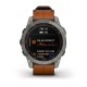 Смарт-часы Garmin fenix 7 Sapphire Solar титановые с каштановым кожаным ремешком