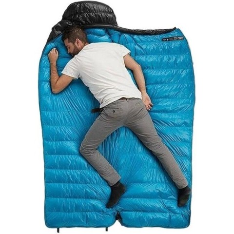 Спальник з натуральним пухом Naturehike CW400 NH18C400-D, p-р M, чорно-блакитний