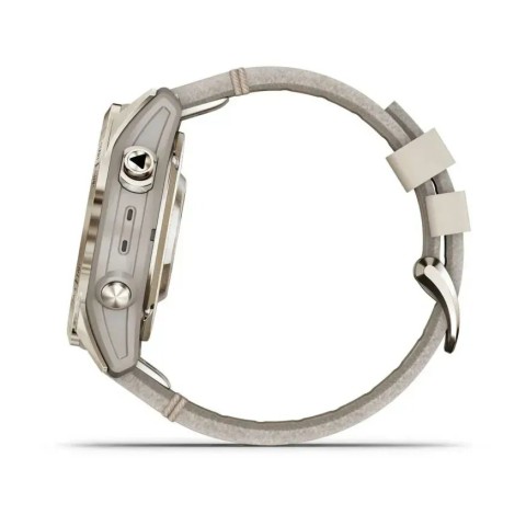 Смарт-годинник Garmin fenix 7S Pro Sapphire Solar Edition ніжно-золотистий зі шкіряним ремінцем кольору вапняка