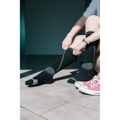 Водонепроникні шкарпетки Dexshell Longlite Socks 2.0, сірі полоски, розмір S (36-38)