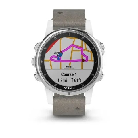 Смарт-годинник Garmin fenix 5S Plus Sapphire білий з сірим замшевим ремінцем
