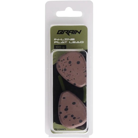 Грузило Brain In-Line Flat Lead 100g 2шт/уп Brown