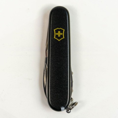 Ніж Victorinox Spartan Mat 91мм,12функ,чорн.мат,штоп,жовт.лого