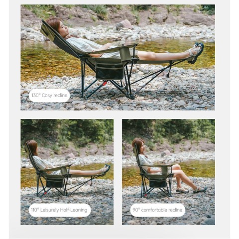 Крісло-шезлонг складане Naturehike CNK2550JJ023 Nightfall T05, сталь, хакі