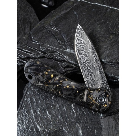 Ніж складаний кишеньковий Civivi Elementum, (7.5 см) Damascus / Carbon Fiber сірий