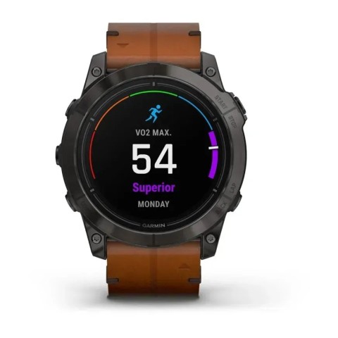 Смарт-годинник Garmin epix Pro Gen 2 Sapphire Edition (51 мм) карбоново-сірий титановий DLC з каштановим шкіряним ремінцем