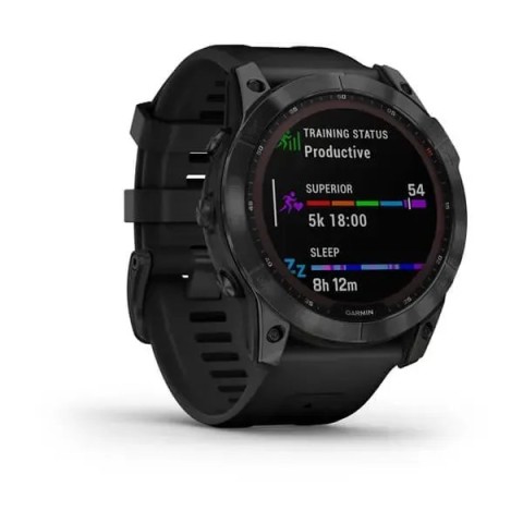 Смарт-часы Garmin fenix 7X Sapphire Solar черные титановые DLC с черным ремешком