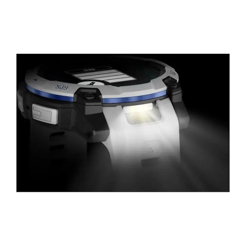 Смарт-годинник Garmin Instinct 3 (45 мм) Solar білий камінь/білий/синя блискавка