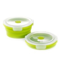 Ланчбокс складаний з кришкою-засувкою круглий зелений СИЛА (900 мл)