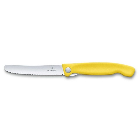 Кухонний ніж Victorinox SwissClassic Foldable Paring лезо 11см хвил. з жовт. ручкою (блістер)