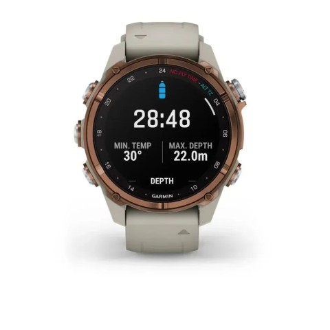Смарт-годинник Garmin Descent Mk3i (43 мм) бронзовий PVD титановий із силіконовим ремінцем кольору французький сірий і Descent T