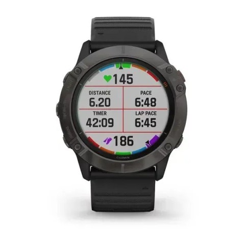 Смарт-часы Garmin fenix 6X Pro Solar титановые серые DLC с черным ремешком