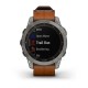 Смарт-часы Garmin fenix 7 Sapphire Solar титановые с каштановым кожаным ремешком