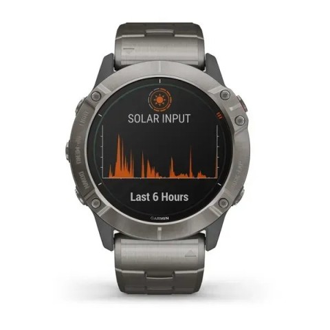 Смарт-часы Garmin fenix 6X Pro Solar титановые серебристые с титановым браслетом