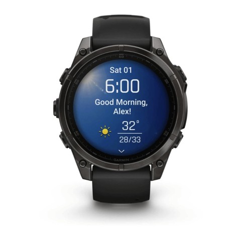 Спортивний годинник Garmin Fenix 8 Amoled 47мм Sapphire Carbon Gray Titanium з сірим силіконовим ремінцем 010-02904-21