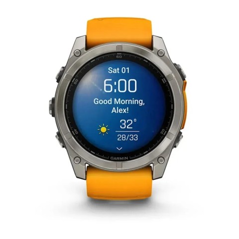 Смарт-годинник Garmin fenix 8 AMOLED (51 мм) Sapphire титан помаранчевий/графіт
