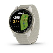 Смарт-часы Garmin Approach S50 с кремово-золотистым алюминиевым безелем и нейлоновым ремешком ComfortFit цвета слоновой кости