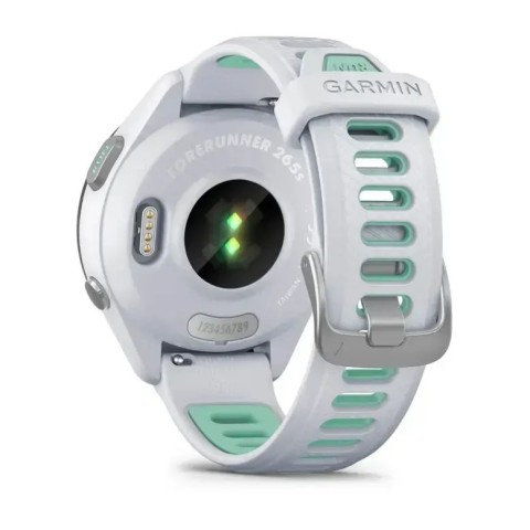 Смарт-часы Garmin Forerunner 265s с черным безелем, белым корпусом и бело-неотропик силиконовым ремешком