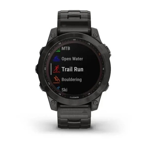 Смарт-часы Garmin fenix 7 Sapphire Solar карбоново-серые титановые DLC с титановим вентилируемым браслетом