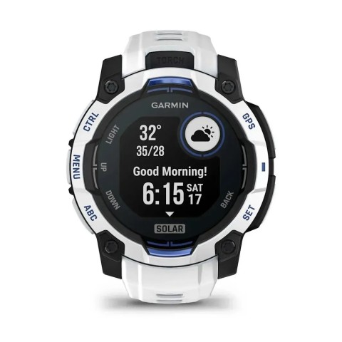 Смарт-годинник Garmin Instinct 3 (45 мм) Solar білий камінь/білий/синя блискавка