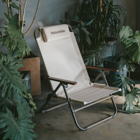 Крісло складане з регульованим нахилом Naturehike CNK2550JJ012, вуглецева сталь, бежевий