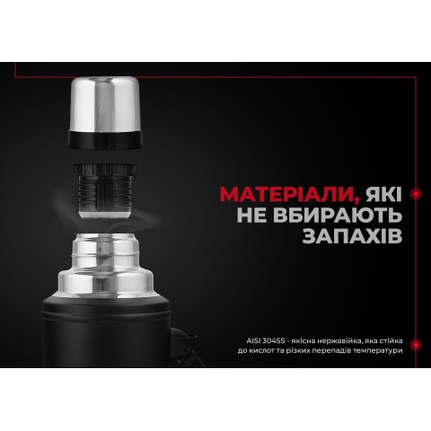 Термос з ручкою Naturehike Q-9H NH19SJ011, 304 сталь, 2.2 л, чорний