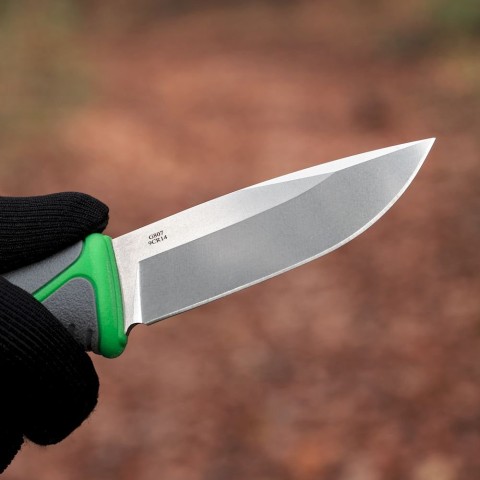Ніж фіксований туристичний Ganzo G807 (8.8 см) 9CR14 / PP+TPR сірий з чохлом