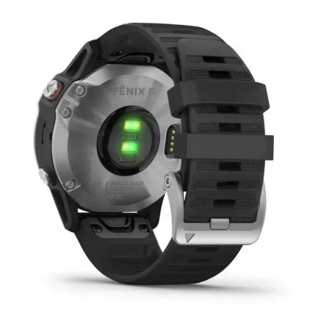 Смарт-часы Garmin fenix 6 серебристые с черным ремешком